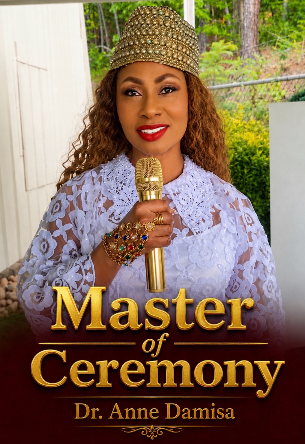 Dr. Anne Damisa holding a microphone